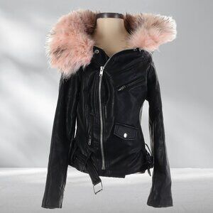 DOLLS KILL Bring the Sass fur trim moto jacket